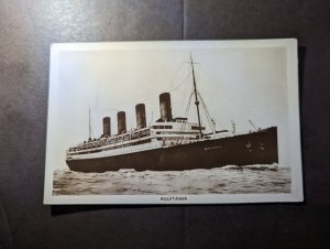 Mint England Ship Postcard Cunard Line SS Aquitania RPPC