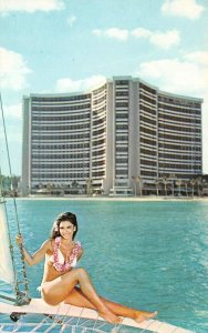 Honolulu, HI Hawaii  SHERATON-WAIKIKI HOTEL  Bathing Beauty/Lei VINTAGE Postcard