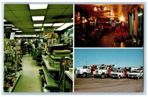 c1950 Iowa 80 Truckstop Inc. Multiview Interior Restaurant Walcott Iowa Postcard