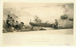 California Los Angeles Cabrillo Landing Mural RPPC Photo Postcard 21-498