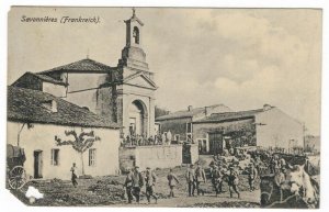 France 1917 Used Postcard Military Post Savonnieres Church Horse Soldiers