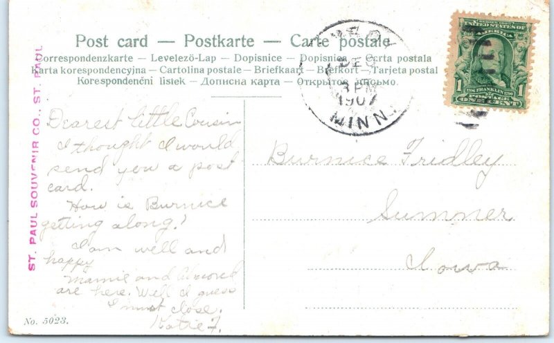c1910s Amboy, Minn. Hand Written Gilt Paint Postcard St Paul MN Souvenir Vtg A66