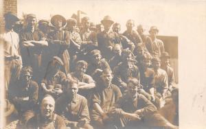 D4/ Occuptional Worker RPPC Postcard c1910 Overalls Factory Crew 20