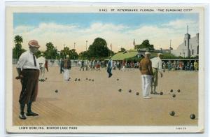 Lawn Bowling Mirror Lake Park St Petersburg Florida 1920c postcard