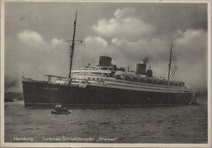 Postcard Ship Bremen Hamburg Turbinen Schnelldampfer 1932