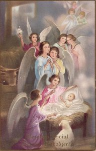 Christmas Angels, Nativity Scene, Poland, Polish, ca. 1910, Manger, Xmas