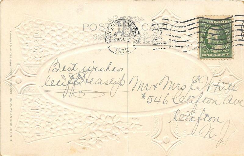 EASTER GREETINGS 1912 Embossed Postcard Tower of David Cross by Birn Bros