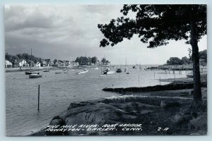 Postcard CT Rowayton Darien Connecticut Five Mile River Boat Harbor RPPC AG7