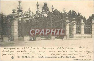 Postcard Old Bordeaux Bordeaux Entree Monumental Park