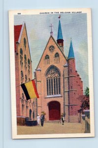 Chicago Illinois Postcard Church Belgian Village Exterior Building 1933 Unposted