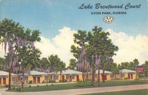 Avon Park Florida Lake Brentwood Court Street View Antique Postcard K96939