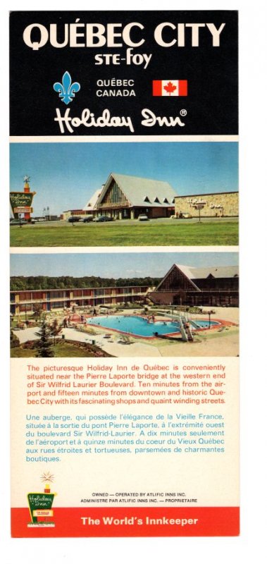 Holiday Inn, Ste Foy, Quebec, Vintage Advertising Postcard 4 X 9 inches