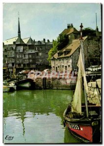 Modern Postcard Honfleur Old Basin and Lieutenancy Boat