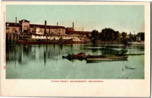 View of River Front, Sacramento CA Undivided Back Vintage Postcard O04
