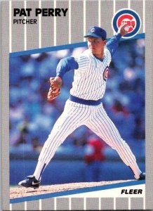 1989 Fleer Baseball Card Pat Perry Chicago Cubs sk21013