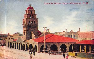 Santa Fe Mission Depot Albuquerque New Mexico Railroad, Train Postcard