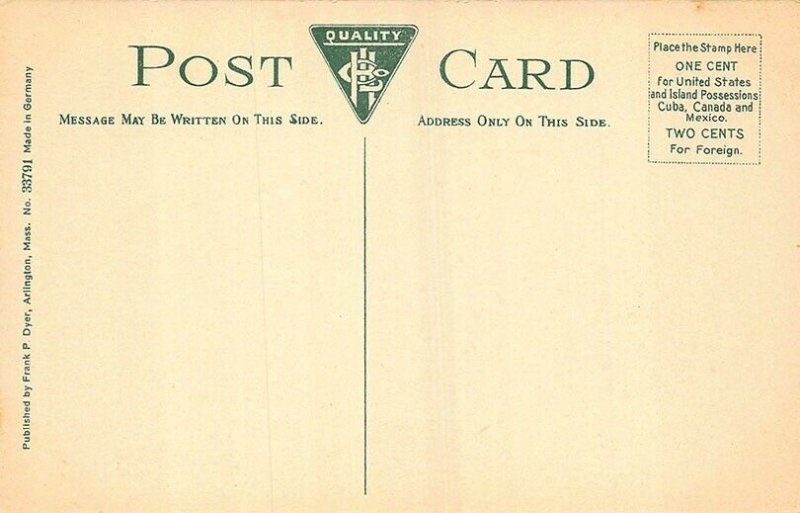 Arlington MA Menotomy Hall Eureka. I Postcard