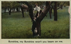Vintage Postcard 1910's Sunshine, My Sunshine won't You Beam on Me. Man & Woman