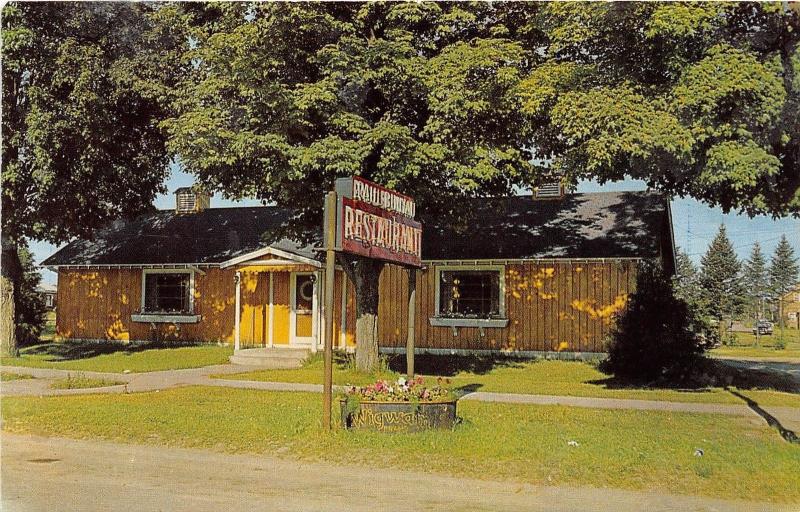 Michigan MI Postcard Chrome Roadside NEWBERRY Paul Bunyon Restaurant Gale Hostes