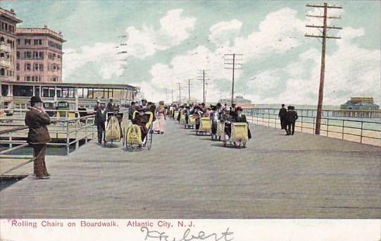 New Jersey Atlantic City Rolling Chairs On Boardwalk 1907