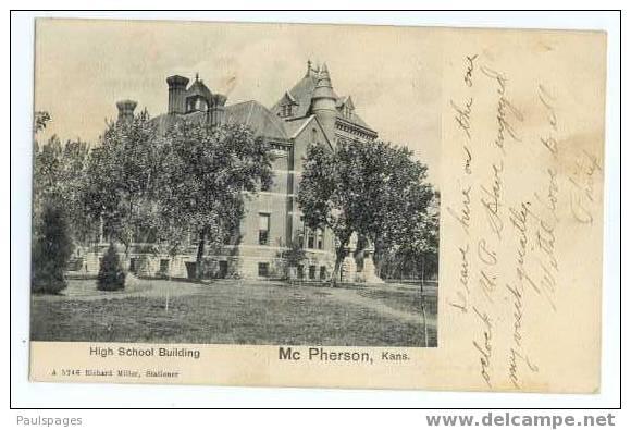 High School, McPherson, Kansas, KS, 1907 Undivided Back