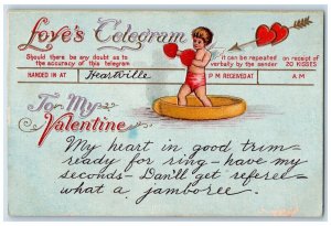 Valentine Loves Celeoram Angel Hearts Arrow Embossed Winsch Back Posted Postcard 