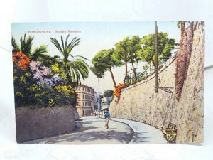 Strada Romana Bordighera Italy Vintage Postcard