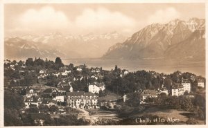 Vintage Postcard 1920's Chailly and the Alps Mountain Lausanne Switzerland RPPC