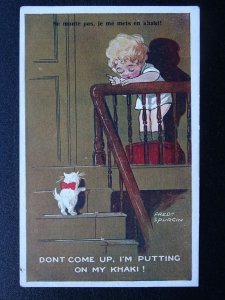 WW1 Khaki Series KITTEN - DON'T COME UP Fred Spurgin 1915 Postcard by Inter Art