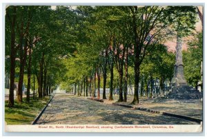 1919 Broad St. North Residential Confederate Monument Columbus Georgia Postcard