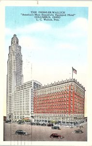 c1935 COLUMBUS OHIO THE DESHLER WALLICK HOTEL LINEN POSTCARD 39-205