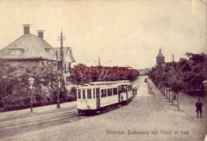 VLISSINGEN, BADHUISWEG MET VILLA'S EN TRAM