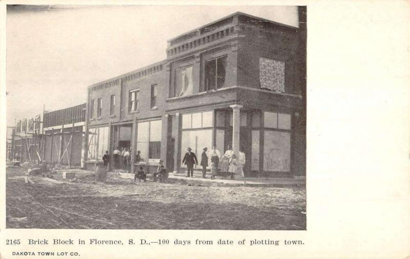 Florence South Dakota Brick Block Historic Bldgs Antique Postcard K23637