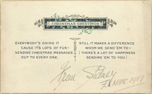 Christmas greetings poetry lyrics Postcard