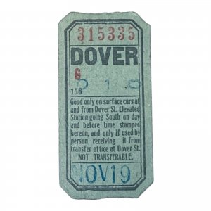 Vintage Ticket for Dover Elevated Train Station, Boston Massachusetts