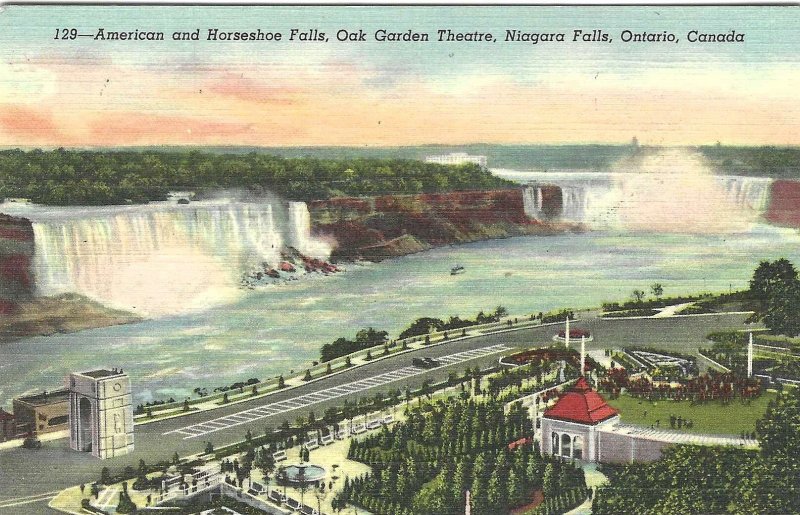 1940's American & Horeshoe Falls, Oak Gardens, Niagara Falls, Canada
