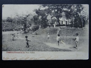 Children Play PRIMITIVE CRICKET IN THE WEST INDIES c1906 Postcard by WG du'Cloux