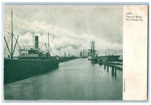 c1905 View Of Docks Passenger Ship Ferry Smokestacks Tampa Florida FL Postcard