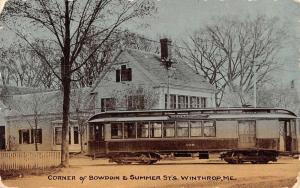 Winthrop Maine Bowdoin Summer Street Scene Antique Postcard K78307