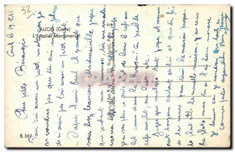 Old Postcard L Escalier Monumental Auch