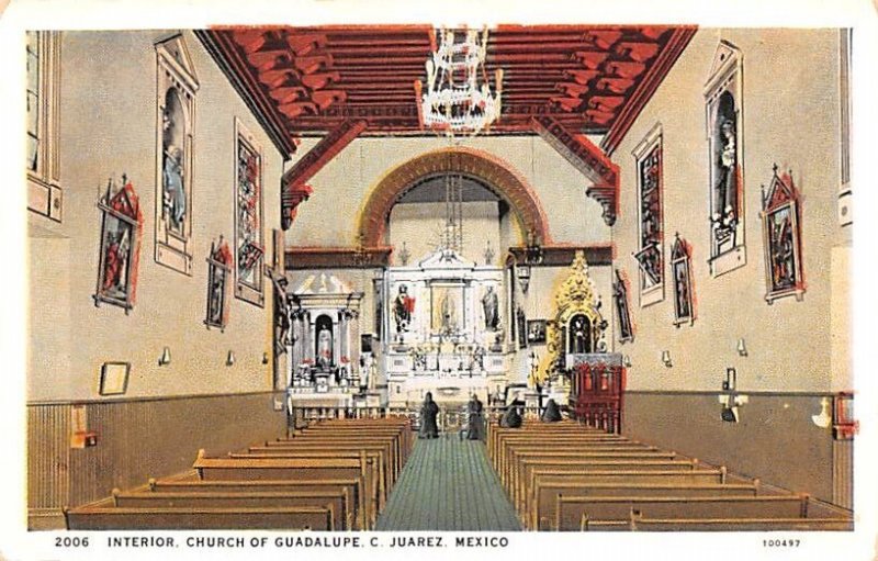 Interior, Church of Guadalupe C Juarez Mexico Tarjeta Postal Unused 