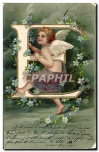 Old Postcard Fantaisie Letters Letter E Angel