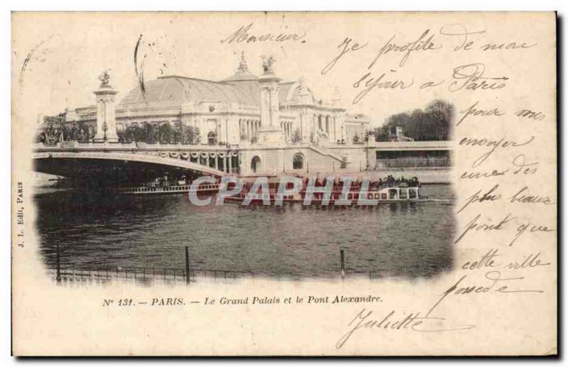 Paris - 8 - Grand Paais and Pont Alexandre III Old Postcard