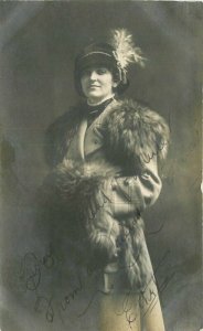 Wealthy Fashion Woman in furs photo Studios RPPC Photo Postcard 21-7118