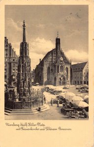 L308 Germany 1938 Nuernberg Adolf-Hitler Platz Frauenkirche vintage postcard