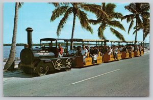 Postcard Key West Florida FL Conch Tour Train Palm Trees 1960s Chrome View