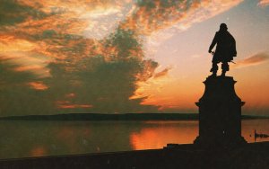 Postcard Sunset Statue Of Capt. John Smith On The  Island Jamestown Virginia VA