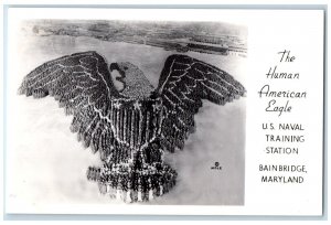 Human American Eagle US Naval Training Station Bainbridge MD RPPC Photo Postcard