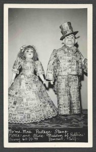 Ca 1950 RPPC* CALIF MR  MRS POSTAGE STAMPS ON DOLLS IN MUSEUM MINT