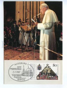 239479 GERMANY Pope Johannes Paul II visit 1987 year AUGSBURG maximum card